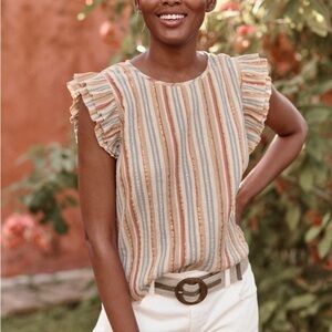 Garnet Hill Suri Shimmering Organic-Cotton Top